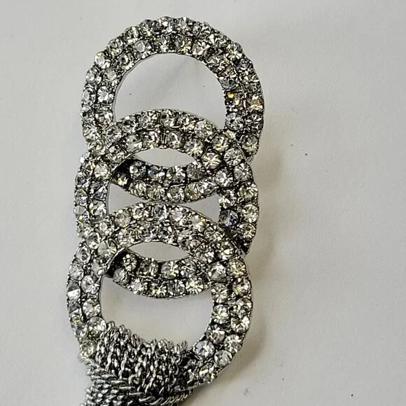 Long Rhinestone Tassel Earrings - Picture 3 of 11